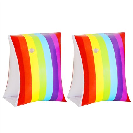 1 paire de bracelets de natation gonflables arc-en-ciel pour enfants de 3 à 8 ans - Équipement de sécurité - Aide à la natation