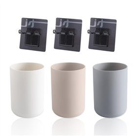 Lot de 3 gobelets de rinçage buccal avec 3 supports de brosse à dents