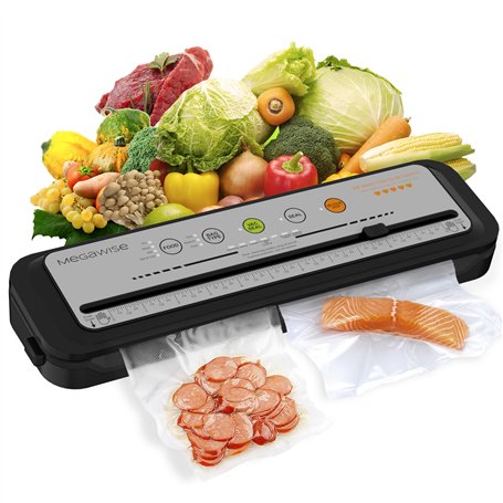 Machine à emballer sous vide MegaWise | Nouvelle version 2025 | Puissance d'aspiration de 80 kPa | Sacs et coupe-aliments inclus