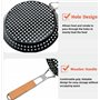 Eidoct Poêle à barbecue pliable avec trous de 30,5 cm – Poêle à griller antiadhésive avec poignée pliable en bois – Batterie de 