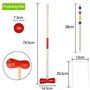 VANCHEMO Jeu de croquet - Jeu de croquet - Jeu de croquet - Jeu de jardin en bois - Jouet d'extérieur pour 4 joueurs - Avec piqu