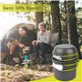 Set de Popote Bivouac, Casserole Camping Pliables en Aluminium, Vaisselle de Camping avec Couverts, Vaisselle D'extérieur pour P