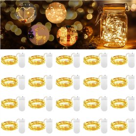 Lot de 20 Guirlande Lumineuse LED Mini Guirlande LED a Pile 1M 10 LEDs Fil de Cuivre Intérieur et Extérieur Décoration Lumière p
