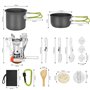 Dreamhigh® Léger Ustensiles De Cuisine De Camping, Kit de 14 Ustensiles Légers et Compacts, Gamelle Camping avec Réchaud Pliant,