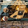 Gaethra Chaise Pliante Camping, 1.7kg Léger Fauteuil de Peche, 600D Tissu Oxford Chaise de Camping à Dossier Haut, Capacité de C