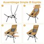 Gaethra Chaise Pliante Camping, 1.7kg Léger Fauteuil de Peche, 600D Tissu Oxford Chaise de Camping à Dossier Haut, Capacité de C
