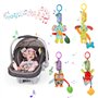 WolinTek 4 Pack Jouet de Poussette pour Bébés,Berceau Hochet Jouets Animales,Jouets Suspendus pour bébés Landau,Jouets Doux de b