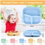 VFANDV 5 Pièces Assiette Compartiment, Assiettes Plates Incassables 3 Compartiments Assiettes Divisées Adulte Enfant Assiette Pl