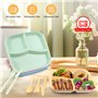 VFANDV 5 Pièces Assiette Compartiment, Assiettes Plates Incassables 3 Compartiments Assiettes Divisées Adulte Enfant Assiette Pl