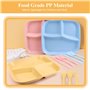 VFANDV 5 Pièces Assiette Compartiment, Assiettes Plates Incassables 3 Compartiments Assiettes Divisées Adulte Enfant Assiette Pl