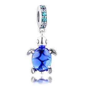 As shown in figure 2022 été Bleu en Verre de Murano Tortue de mer balancent Perle 925 Argent Bricolage Convient pour Original Pa