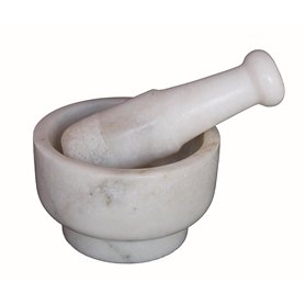 KLEO Ensemble de mortier et pilon en pierre de marbre blanc de 12