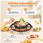 Grill électrique & Hotpot combiné avec technologie sans fumée, 2000 W, grill multifonction intérieur, poêle à 6 niveaux de tempé