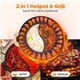 Grill électrique & Hotpot combiné avec technologie sans fumée, 2000 W, grill multifonction intérieur, poêle à 6 niveaux de tempé