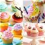 Blanc Douille Patisserie Poche à Douille Patisserie,Poche à Douille en Tissu,Réutilisable Résistant Coton Piping Bag avec 5 Pièc