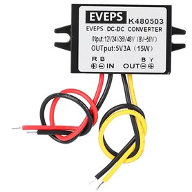 DC-DC 12V/24V/36V/48V à 5V 3A Convertisseur abaisseur Étanche Transformateur de Tension Module d'alimentation