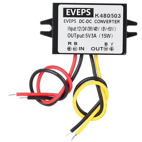 DC-DC 12V/24V/36V/48V à 5V 3A Convertisseur abaisseur Étanche Transformateur de Tension Module d'alimentation