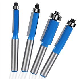 4 Pièces Fraise Defonceuse 8mm Tige Fraise à Copier Fraises à Affleurer Fraises à Bois pour Défonceuses avec Roulement Supérieur