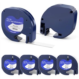 6 x Ruban Compatible pour Recharge Dymo Etiqueteuse pour Recharge Dymo Letratag Ruban 12mm x 4 m Etiquetteuse Autocollante pour