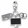 Breloque en argent 925 - Ensemble d'ordinateur - Clavier souris - Moniteur de bureau - Bureau à domicile - Ordinateur portable -