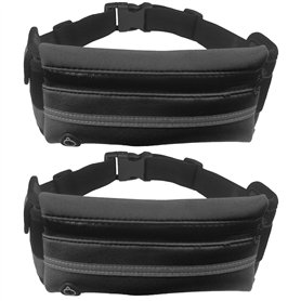 Newaner 2-Pack Sacs Banane pour Hommes Femmes，Etanche Sacoche Ceinture de Course，avec Bande élastique réglable et Prise Casque，C