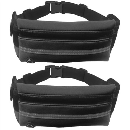 Newaner 2-Pack Sacs Banane pour Hommes Femmes，Etanche Sacoche Ceinture de Course，avec Bande élastique réglable et Prise Casque，C
