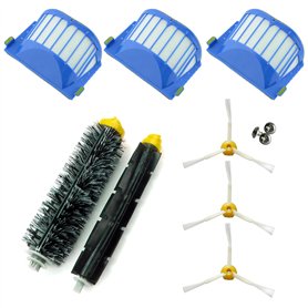 Asp-Robot® Kit de remplacement pour aspirateur robot Roomba 600/610/620/621/630/650/651/655/660/661/PET avec 3 filtres AeroVac