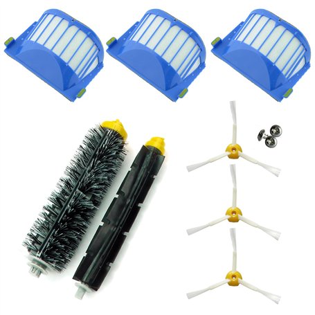Asp-Robot® Kit de remplacement pour aspirateur robot Roomba 600/610/620/621/630/650/651/655/660/661/PET avec 3 filtres AeroVac
