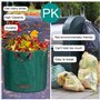 Sacs de Jardin,3 * 272L Sacs à Déchets de Jardin,Sacs Poubelle pour Les Déchets de Jardin Feuillage de Pelouse Vert Coupe -Réuti