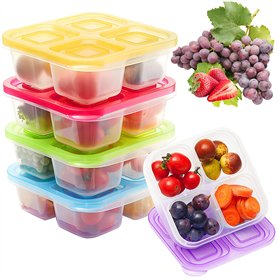 Lot de 5 boîtes à goûter réutilisables avec 4 compartiments