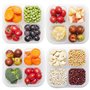 Lot de 5 boîtes à goûter réutilisables avec 4 compartiments, boîtes de conservation empilables avec couvercle, 5 couleurs, congé