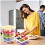 Lot de 5 boîtes à goûter réutilisables avec 4 compartiments, boîtes de conservation empilables avec couvercle, 5 couleurs, congé