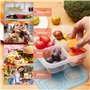 Lot de 5 boîtes à goûter réutilisables avec 4 compartiments, boîtes de conservation empilables avec couvercle, 5 couleurs, congé