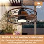Ventilateur de Plafond IP65 Extérieure Étanche Ventilateur de Plafond avec Lumières et Télécommande Ventilateur Plafonnier de Ca