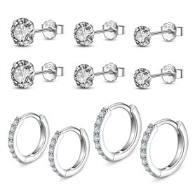 Yorgewd 5 Paires Boucles en Argent Sterling 925 Ensemble pour Femme 8.5mm/10.5mm