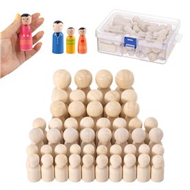 MumdoYAL 50 Pièces 4 tailles，Figurines en bois à peindre