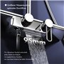 HOMELODY Système de douche avec robinetterie et étagère en verre chromé – Robinet de douche complet avec douchette à main, douch