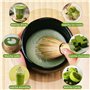 4 Pièces Matcha Kit Fouet Matcha Bambou Matcha Japonais Kit 2 Cuillere Matcha Portefouet en Céramique Kit Matcha Complet Pour La