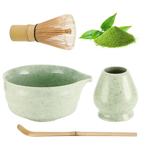 Luziyun Matcha Kit 4 PièCes Coffret Matcha Matcha Set Kit Matcha Complet CéRamique Bol Matcha Bambou Fouet Matcha Matcha Kit Com