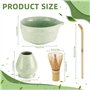 Luziyun Matcha Kit 4 PièCes Coffret Matcha Matcha Set Kit Matcha Complet CéRamique Bol Matcha Bambou Fouet Matcha Matcha Kit Com