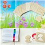 Zzcy Lot de 60 Pochoirs à Dessin en Bois Réutilisables pour Enfants Modèles Éducatifs avec 12 Crayons Aquarelle pour Bricolage, 