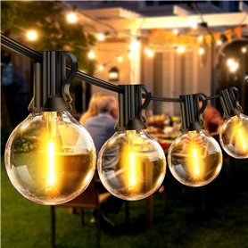 Seklin Guirlande Lumineuse Exterieure Led 20m - Guirlandes Guinguette Exterieur 30+2 G40 Étanche Ampoule Blanc Chaud Chaîne Lumi