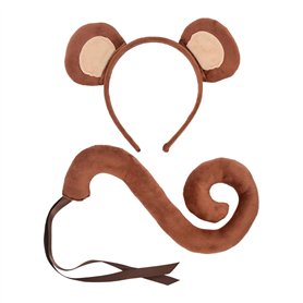 KRYMSON Costume de singe 1 pièce - Bandeau de singe - Queue de singe - Costume d'animal - Ensemble de cosplay pour enfants et ad