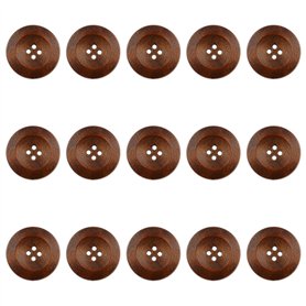 Lot de 15 Boutons en Bois à Quatre Yeux Avec Bords Ronds - Pour Cardigan