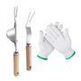 Lot de 2 désherbeurs en acier inoxydable et 1 paire de gants