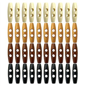 Lot de 40 Boutons en Corne et Bois - Double Trou