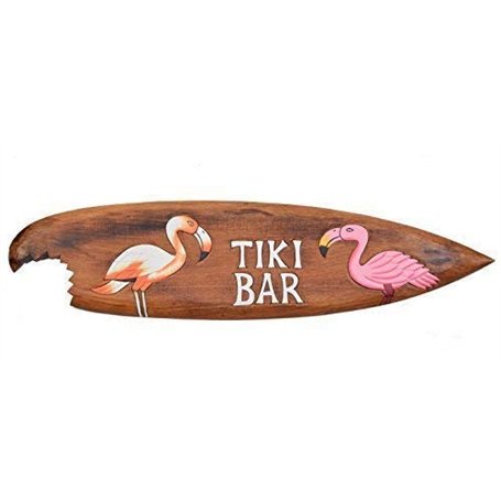 Interlifestyle Planche de Surf 100cm Tiki Bar avec Flamingo Motif Décoration pour Accrocher Salon Style