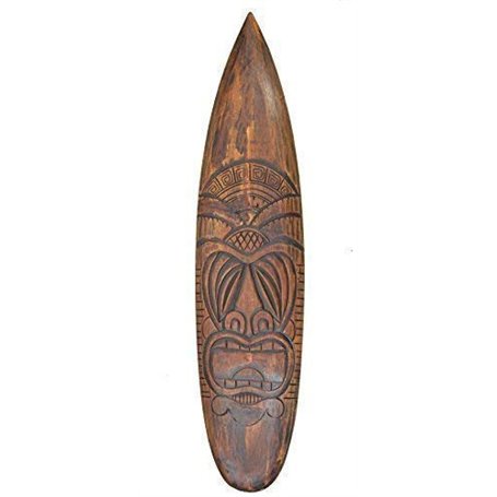 Interlifestyle Tiki Planche de Surf 100cm Im Maui Hawaii Style Plaque de Surf Panneau en Bois Île de Pâques