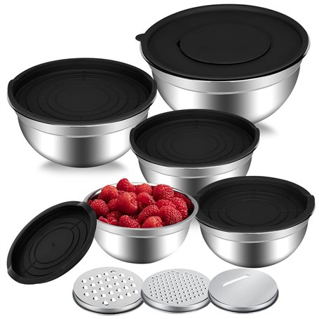 Pavlleen Lot de 5 Saladiers avec Couvercles Hermétiques