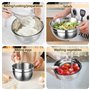 Pavlleen Lot de 5 Saladiers avec Couvercles Hermétiques, Bols à Salade Inox, Ensemble de 5 Bols Mélangeur Saladier en Acier Inox
